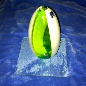 9” Leonardo green and white blown glass vase